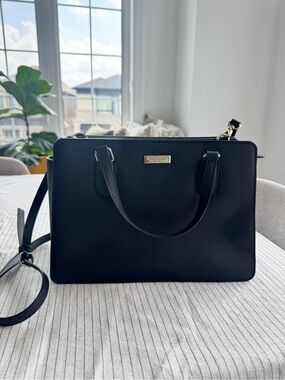 Kate Spade Laurel Way Evangelie Black Saffiano Leather Bag with removable strap